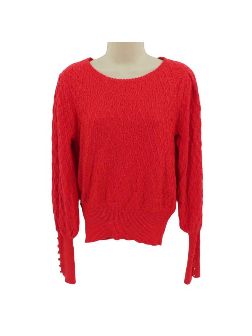 Lilly Pulitzer Women Small Jacquetta Sweater Ruby Red Gold Buttons Knit Pullover